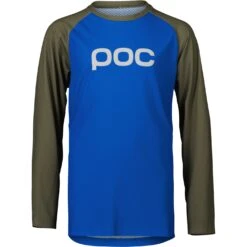 POC Youth's Essential MTB Long Sleeve Jersey - 8530 Natrium Blue/Epidote Green